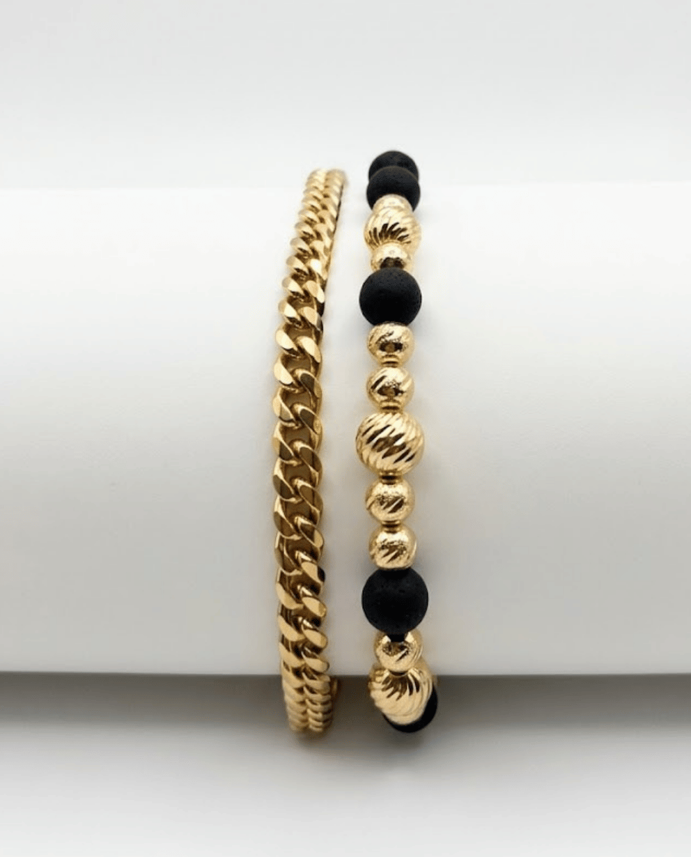 Combo Pulsera Cubana 6MM + Pulsera 11 Balines