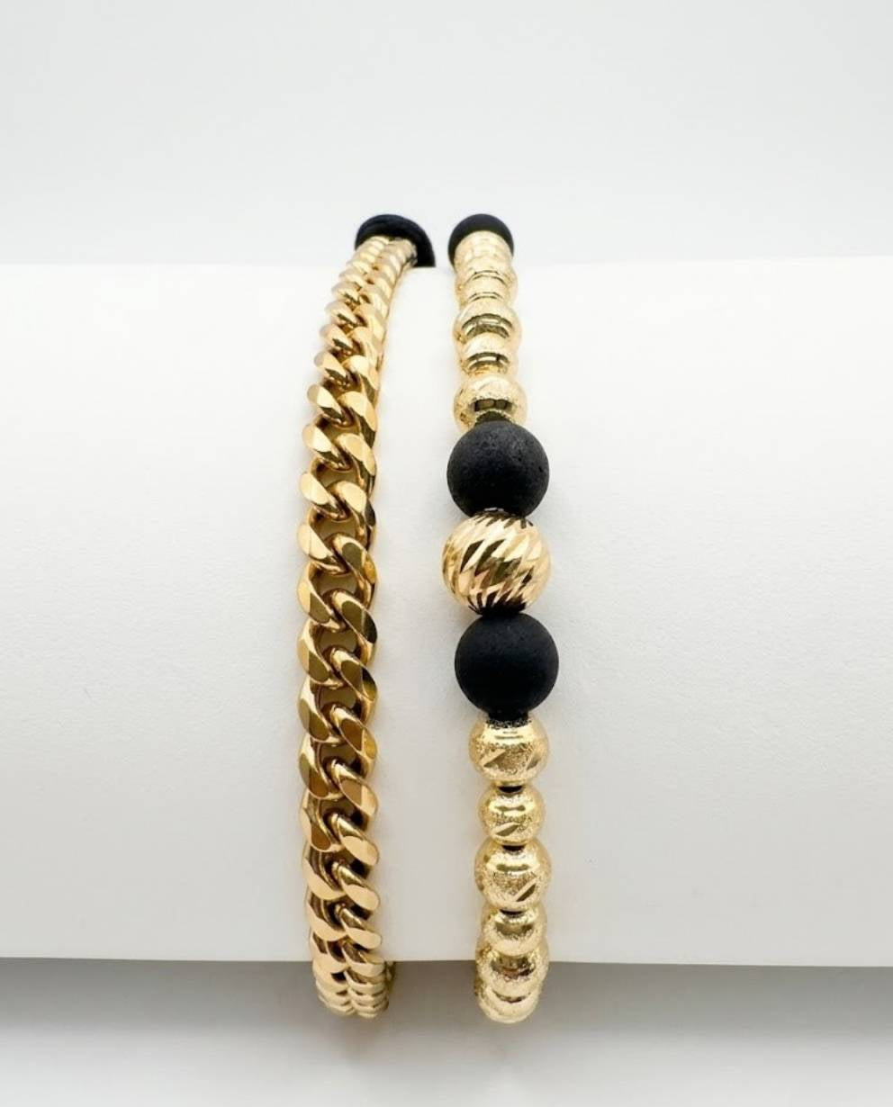 Combo Pulsera Cubana 6MM + Pulsera 15 Balines