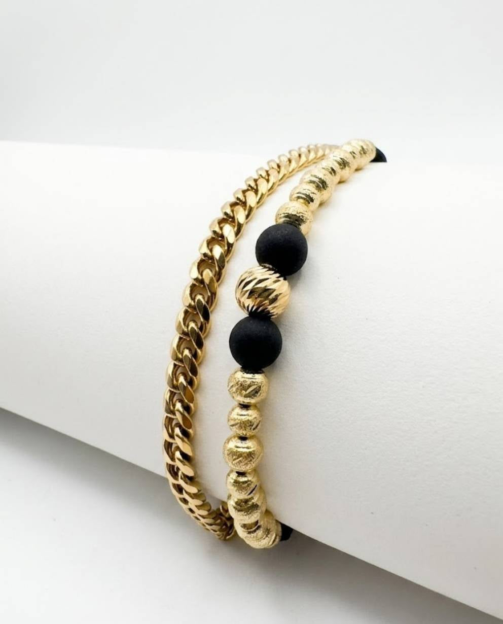 Combo Pulsera Cubana 6MM + Pulsera 15 Balines