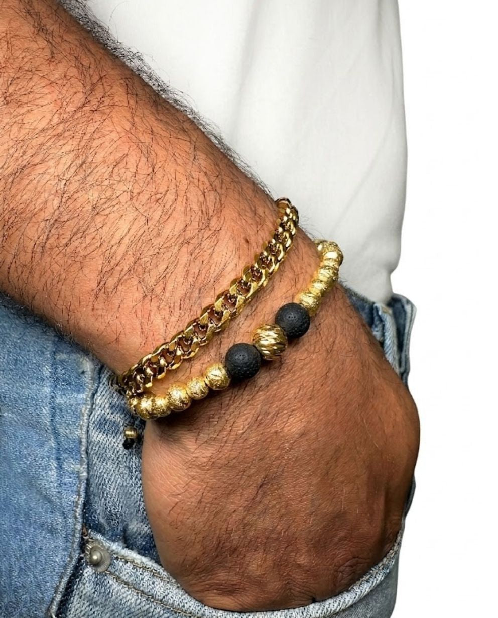 Combo Pulsera Cubana 6MM + Pulsera 15 Balines